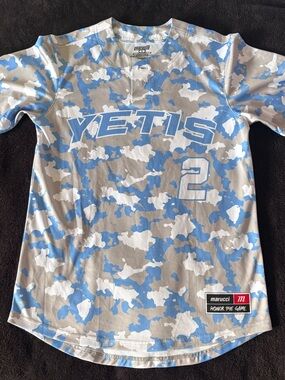 West University Yetis x Marucci #2 Jackson blue grey camo jersey men’s medium
